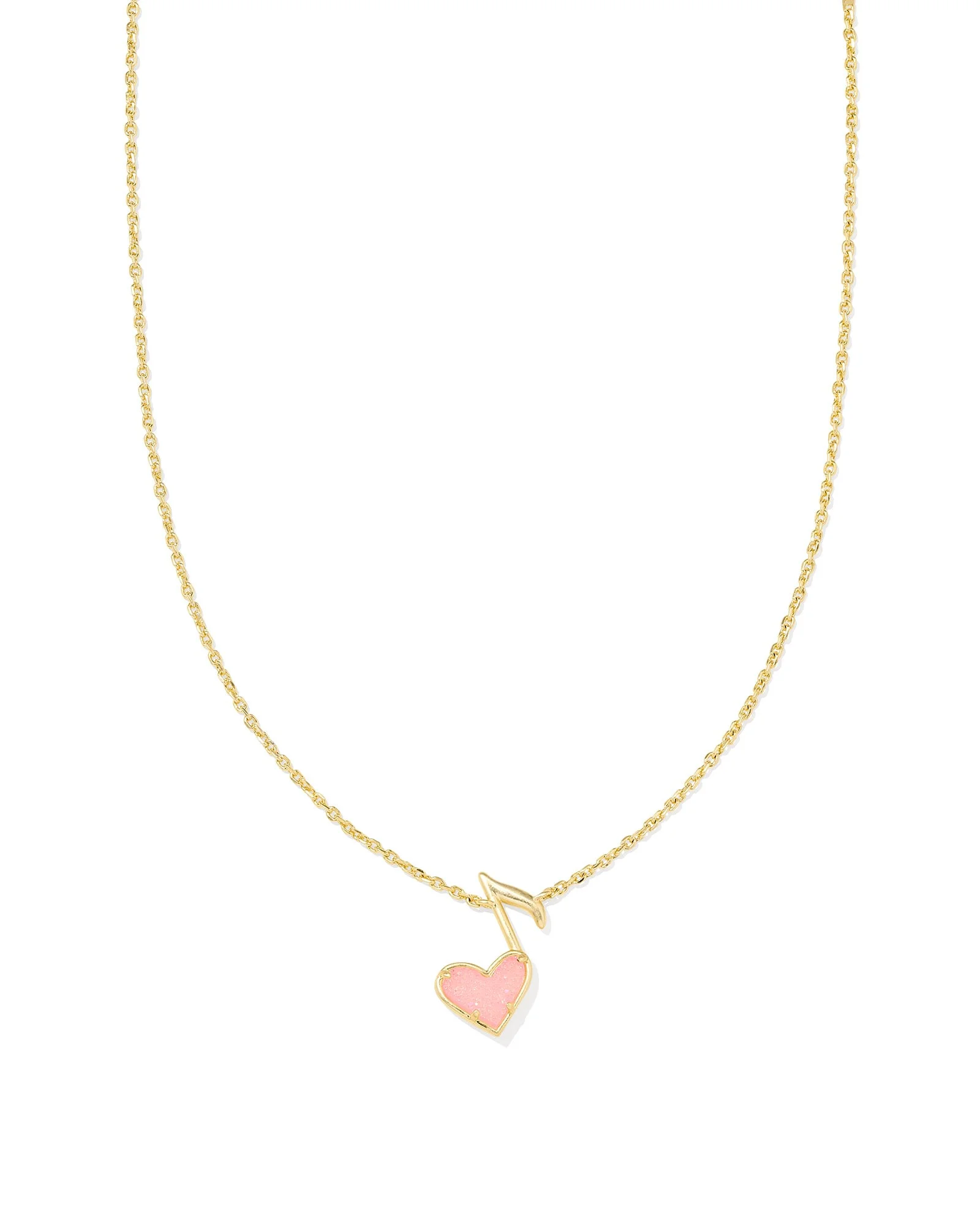 Dolly Parton x Kendra Scott Gold Ari Heart Music Note Short Pendant Necklace in Light Pink Drusy - 1