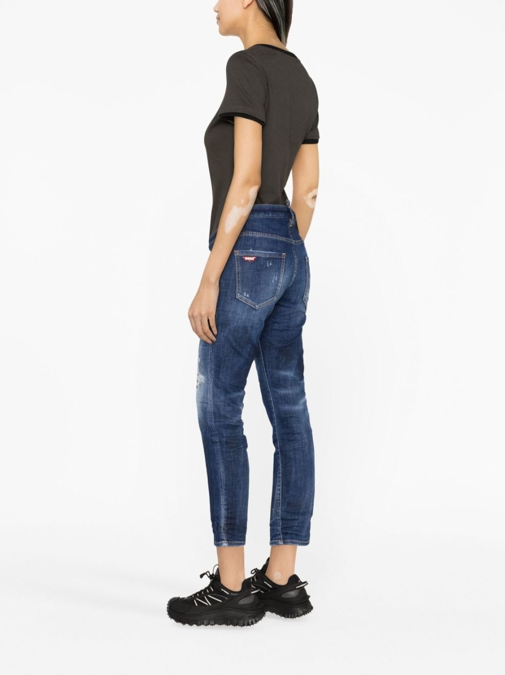 mid-rise distressed skinny jeans - 3