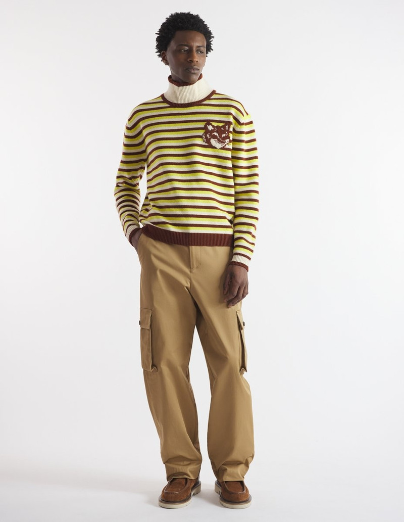 Maison Kitsuné FOX HEAD INTARSIA COMFORT STRIPED HIGH NECK JUMPER outlook