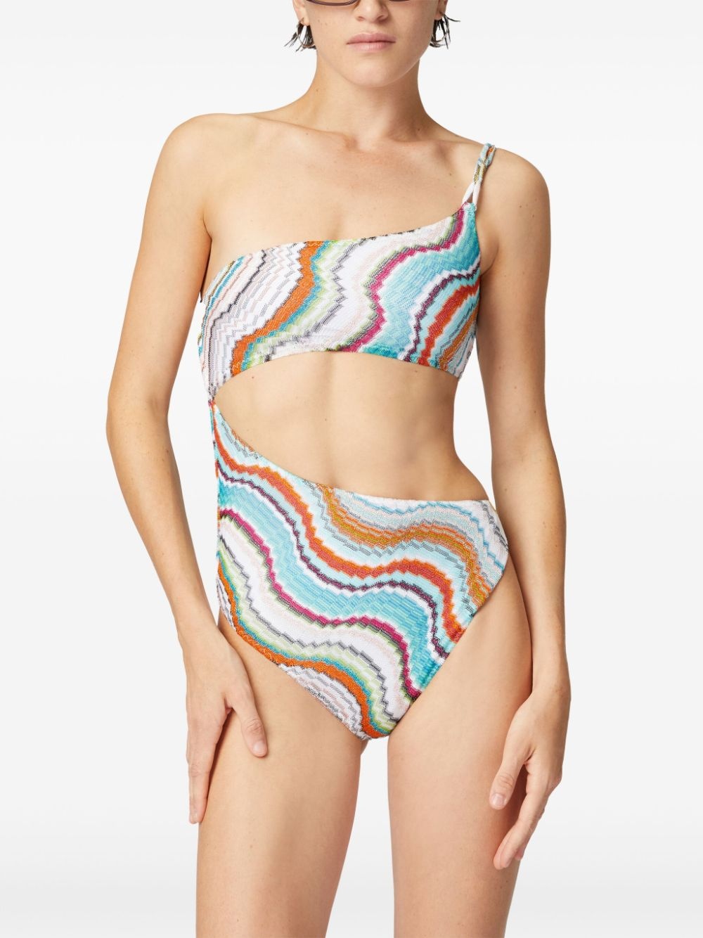 zigzag-woven swimsuit - 3