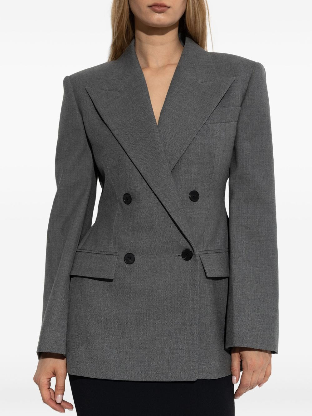 padded-shoulder double-breasted jacket - 3