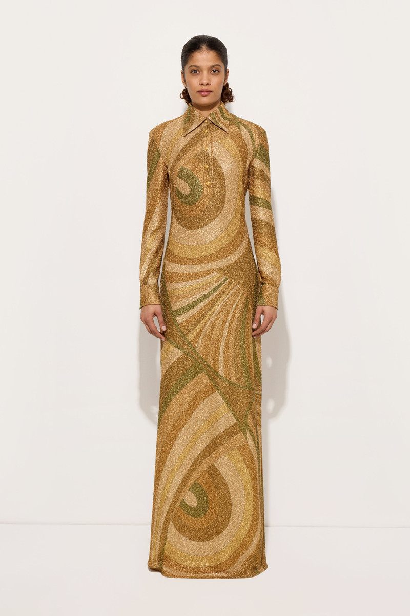 PUCCI IRIDE PRINT JERSEY LAMÉ DRESS outlook
