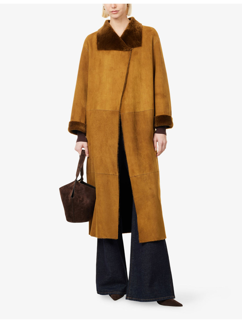 NOUR HAMMOUR Birthday Shawl-Collar Shearling Coat outlook