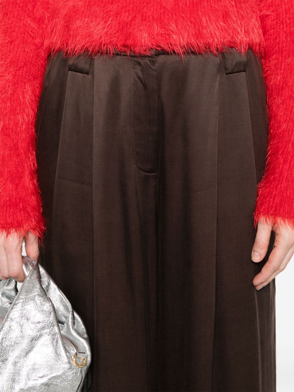 high-waisted satin trousers - 5