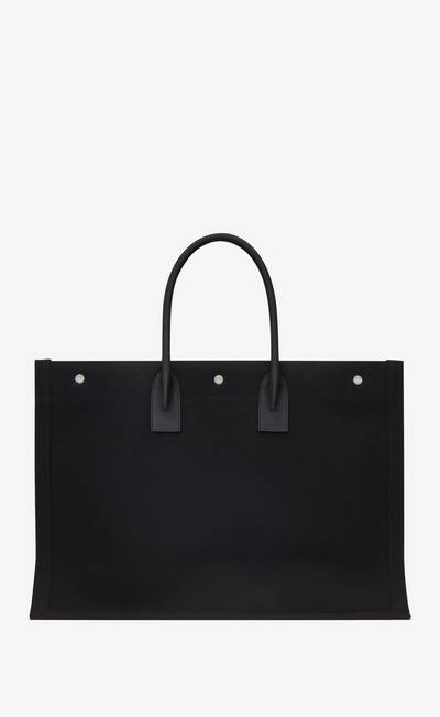 SAINT LAURENT rive gauche large tote bag in printed canvas and leather outlook