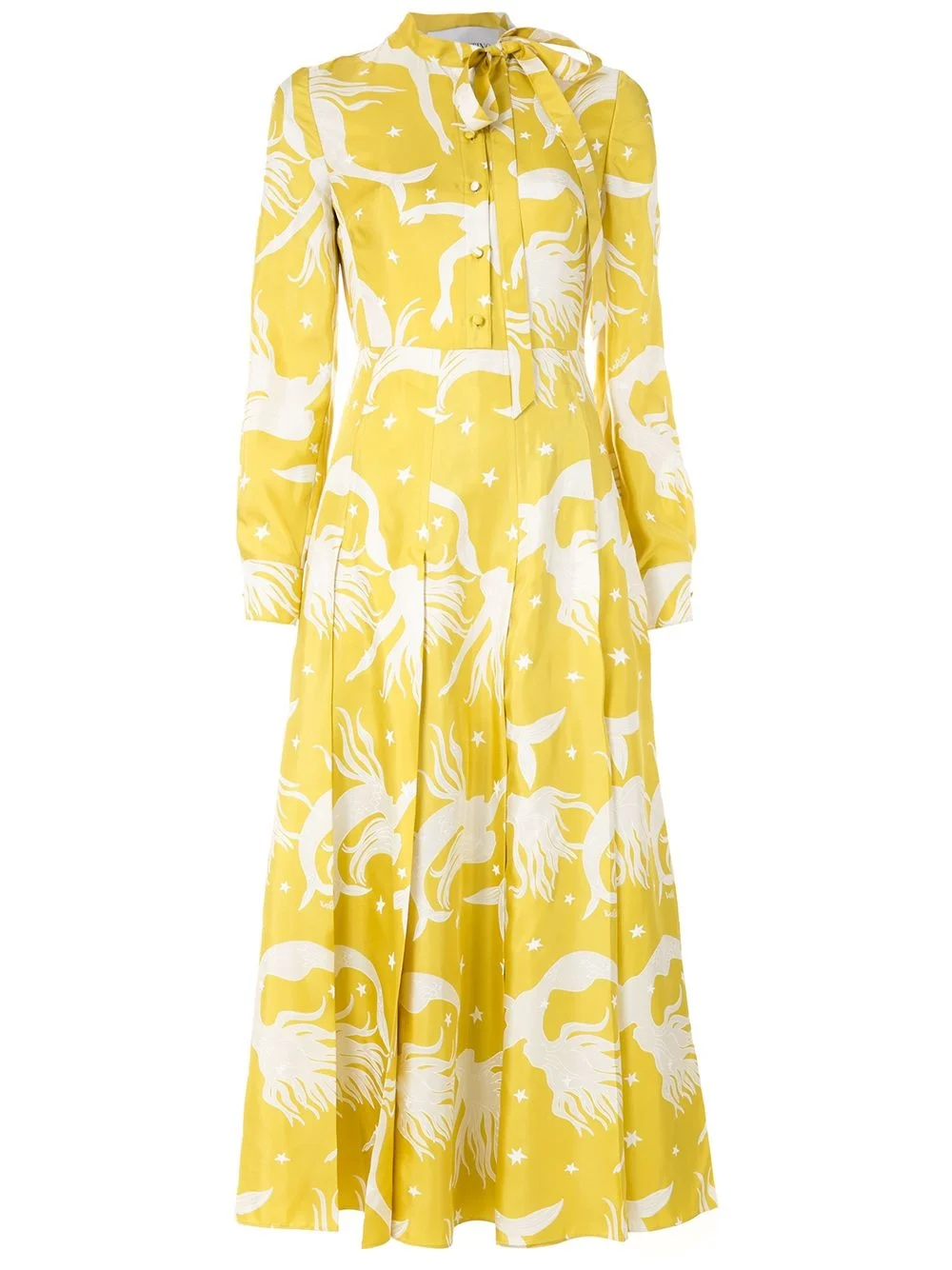 printed silk twill dress - 1