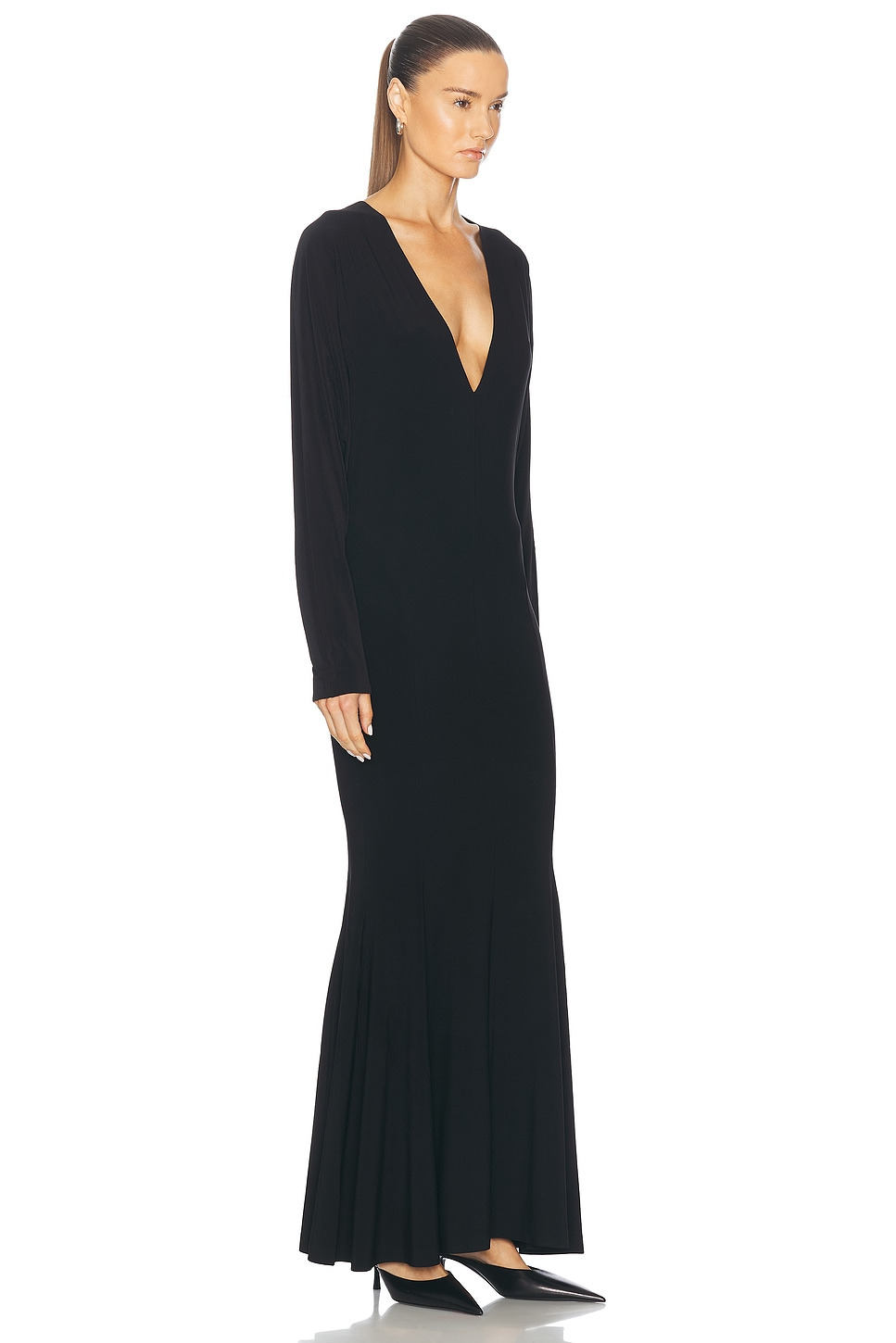 Dolman V Neck Fishtail Gown - 3