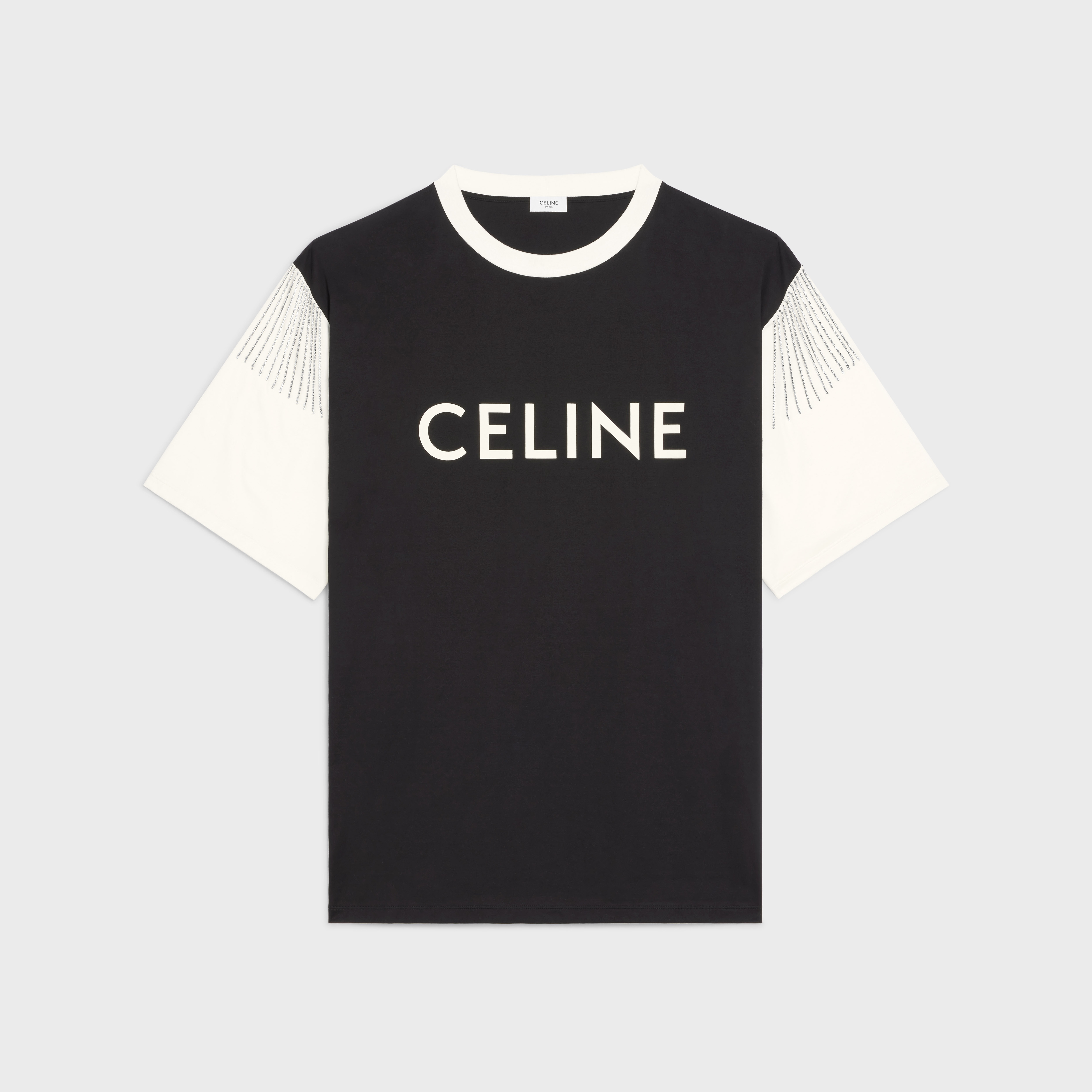 CELINE FRINGED T-SHIRT IN COTTON JERSEY - 1