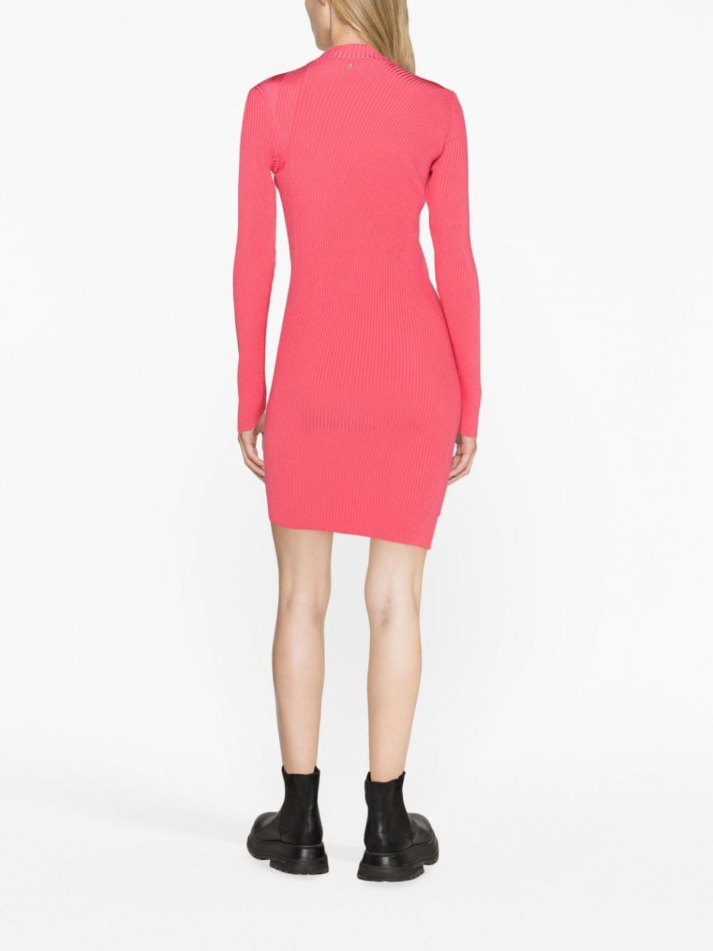 ribbed-knit slashed minidress - 4