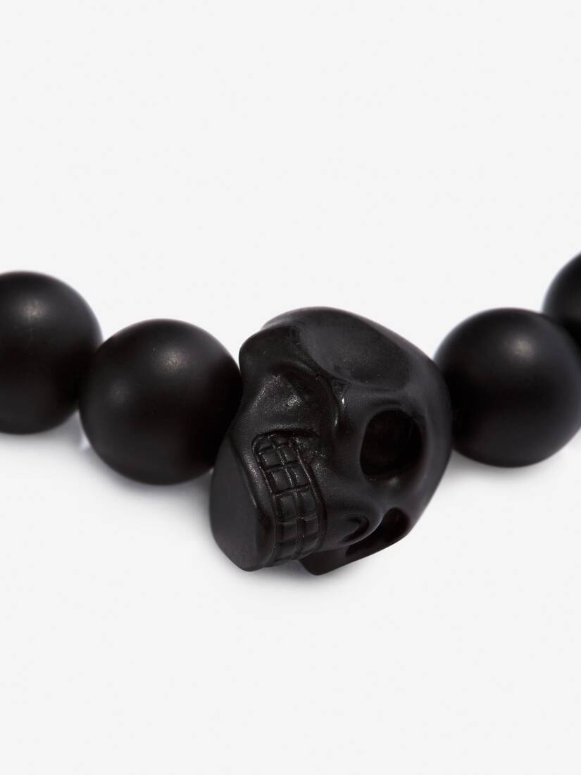 Men's Skull Multi Beaded Bracelet in Black - 3