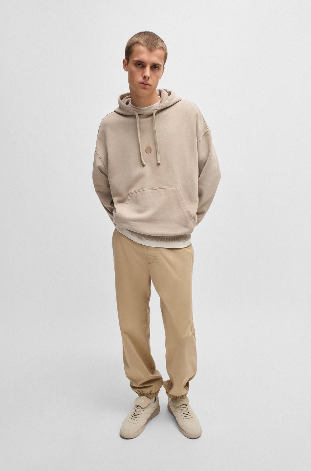 COTTON-TERRY HOODIE WITH A HAPPY HUGO LOGO BADGE - 4