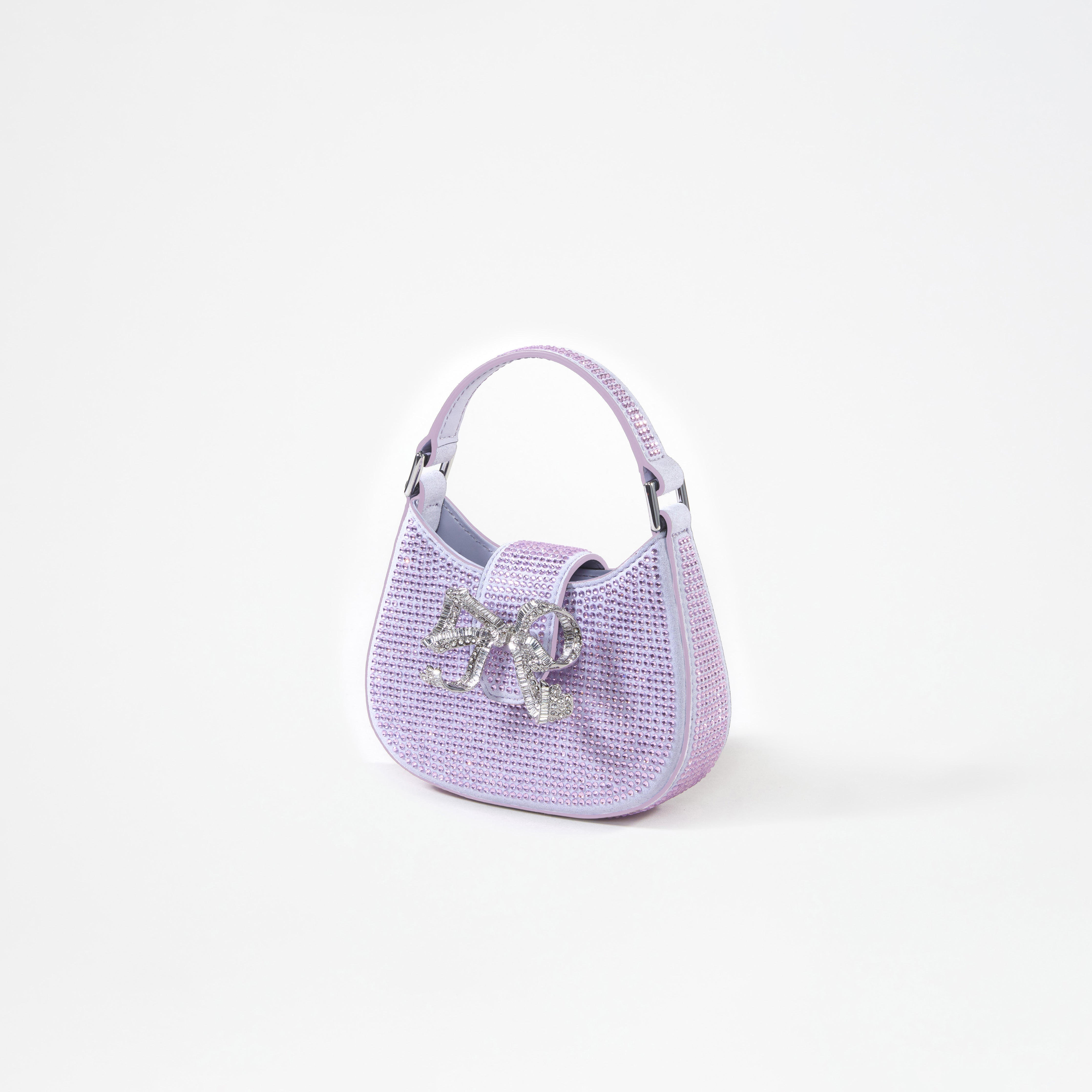 Purple Rhinestone Crescent Bow Micro Bag - 3