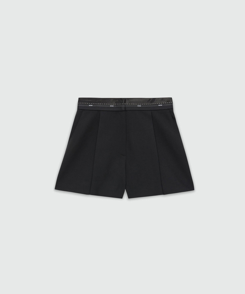 Black shorts in cool wool with MSGM ribbon 1