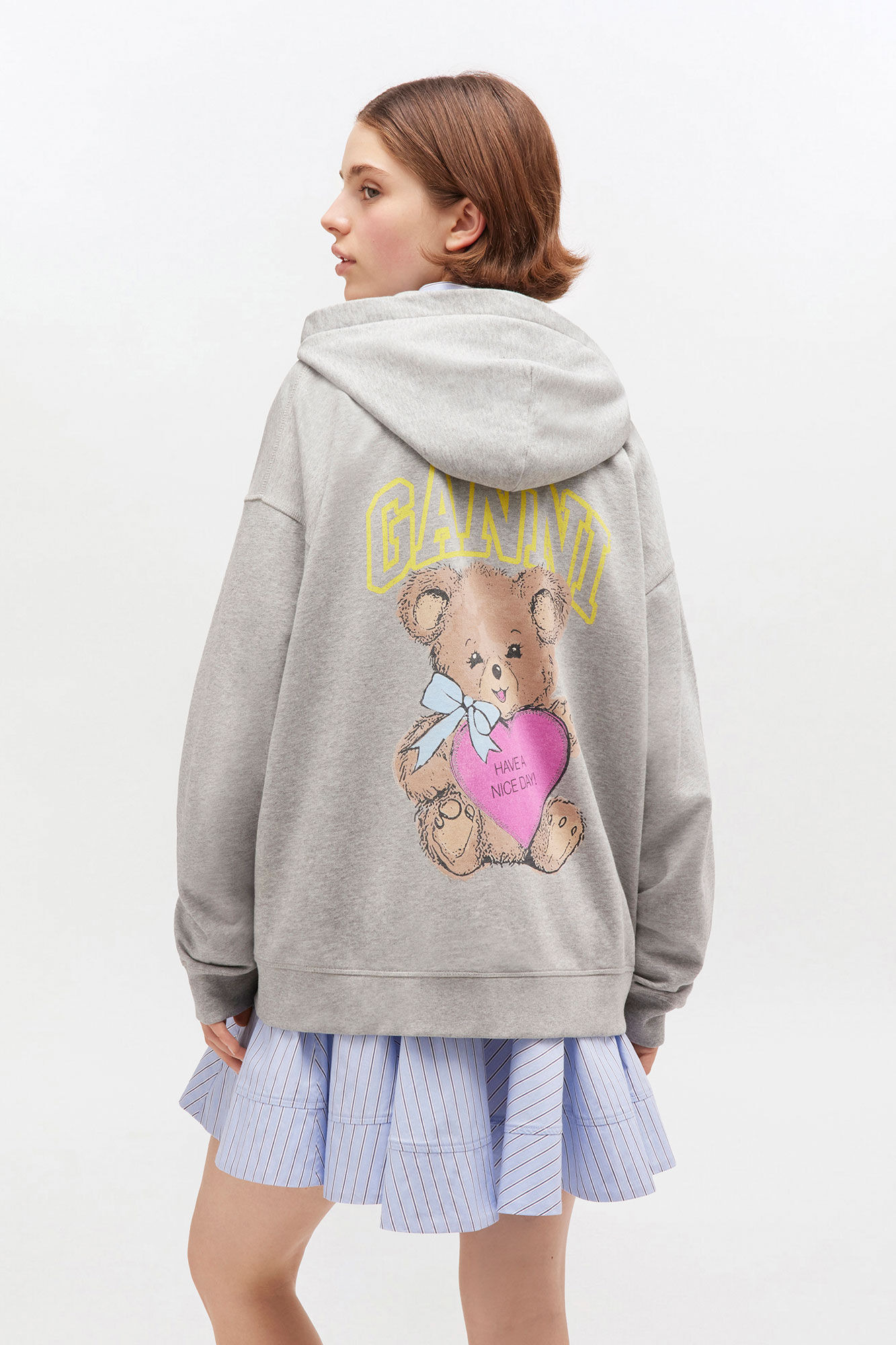 GREY TEDDY ZIP HOODIE - 2