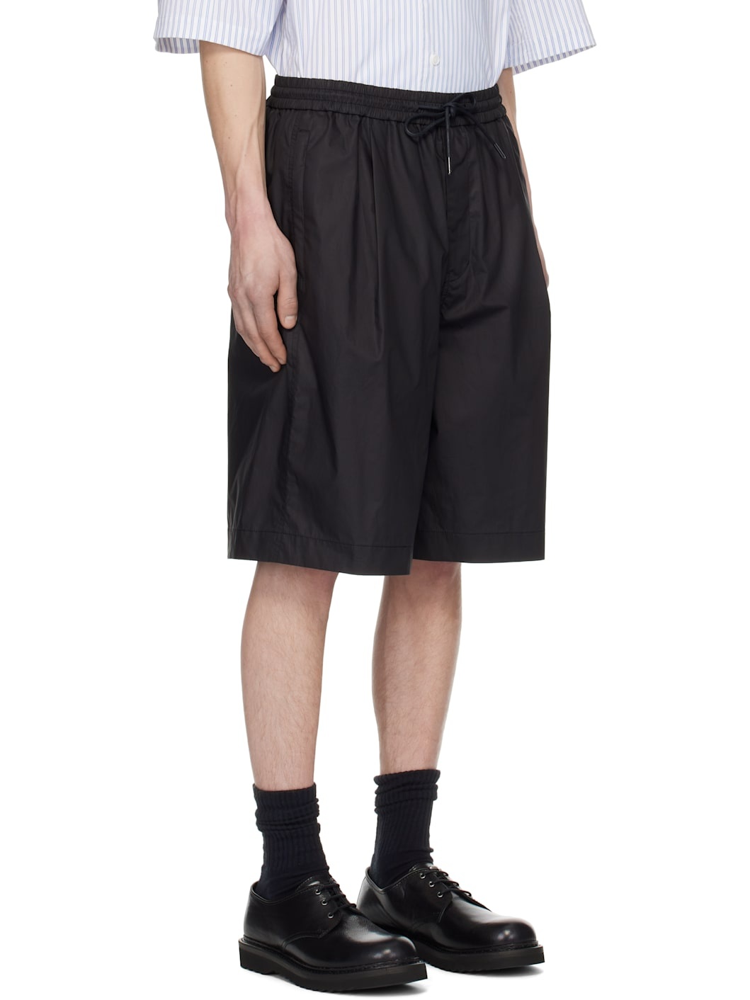 Juun. J Black Cotton Padded Shorts - 2