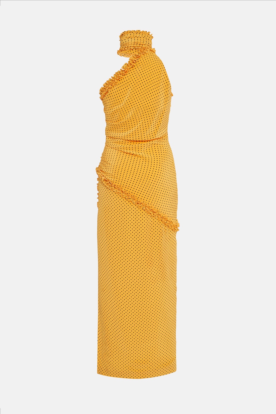 POLKA DOT SILK ONE SHOULDER DRESS WITH BOW - 2