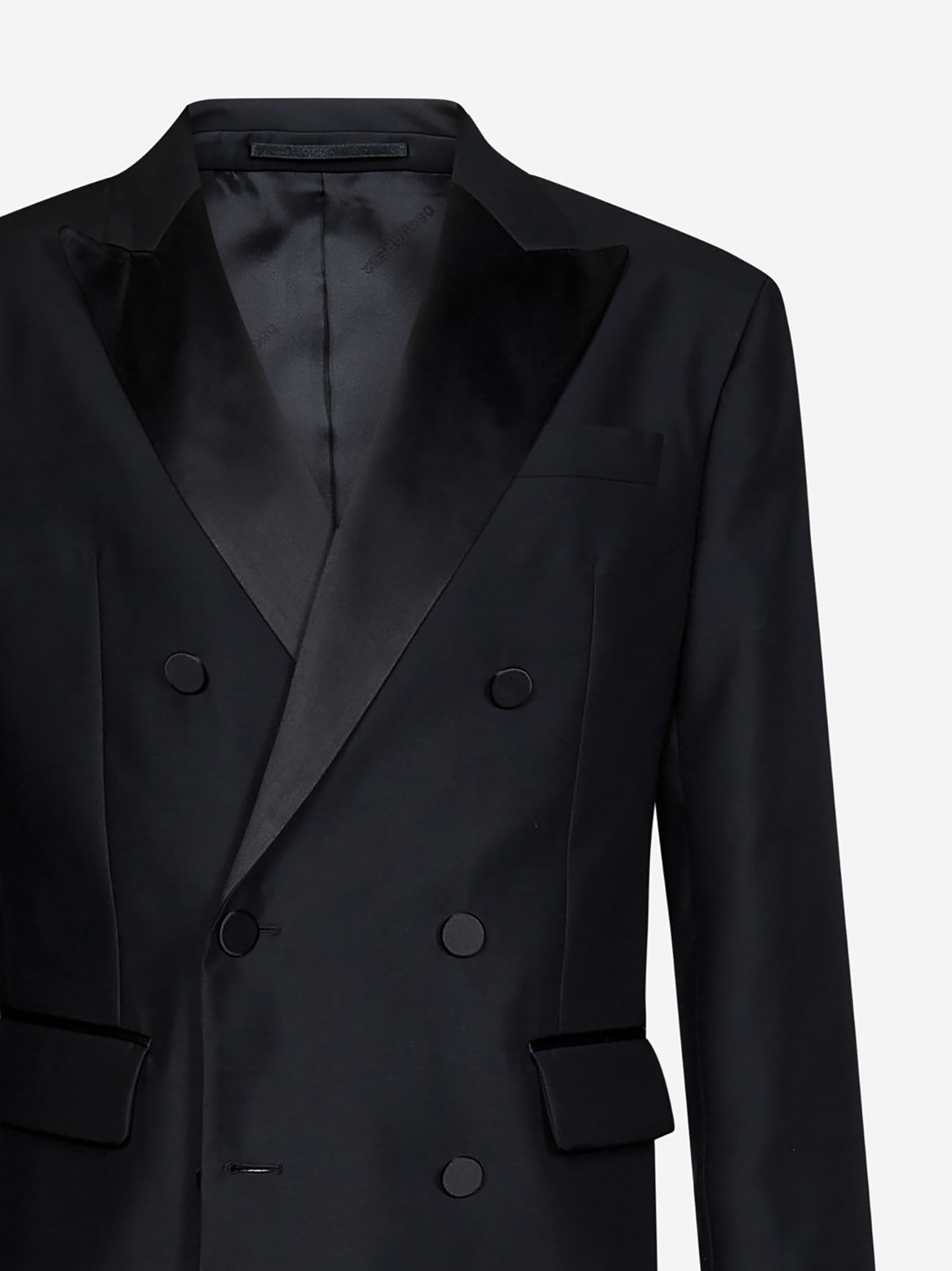 Black wool and silk smoking suit - 6