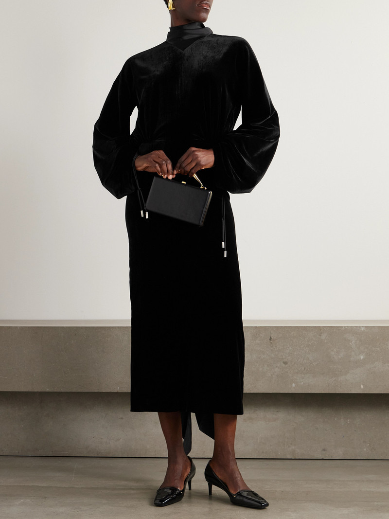 Lanvin Scarf-detailed Satin-trimmed Velvet Midi Dress outlook