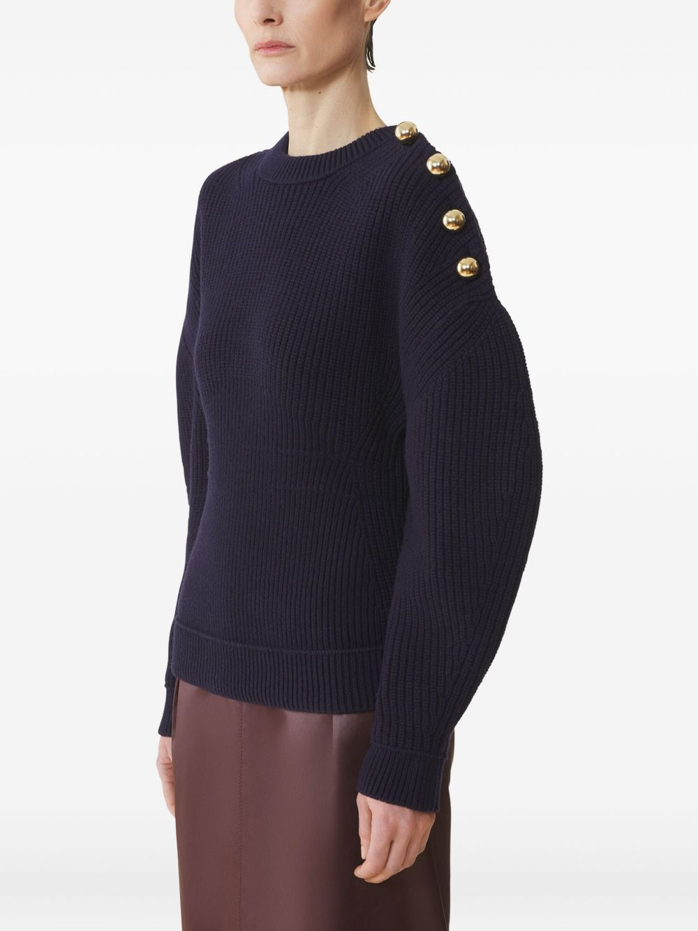 ribbed-knit button-detail sweat - 3