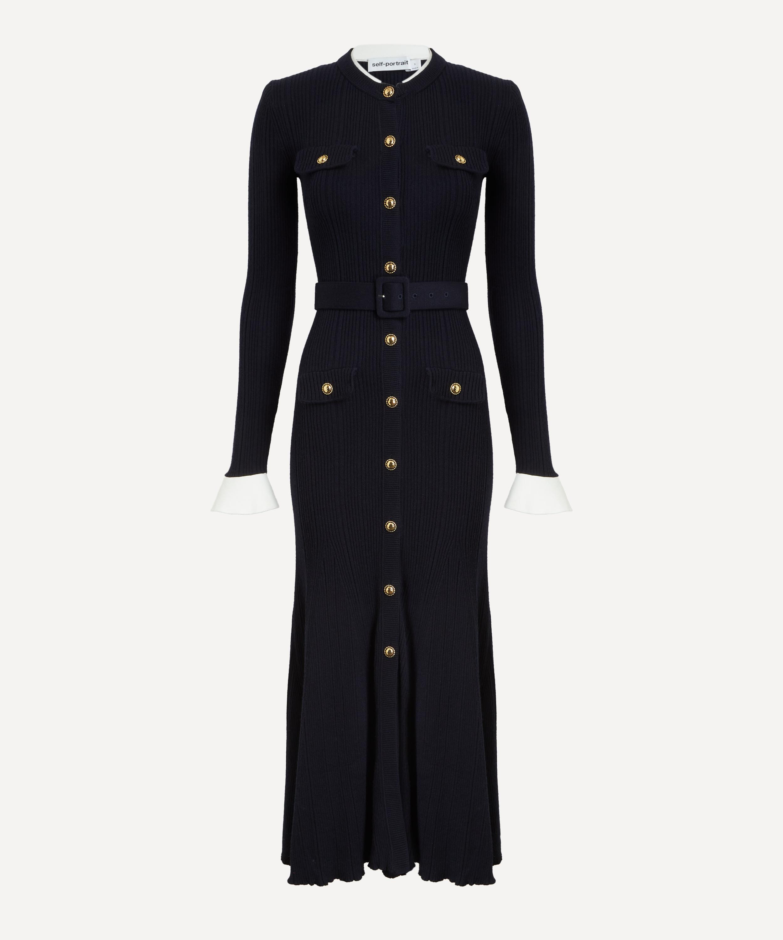 Navy Viscose Knit Midi Dress - 1
