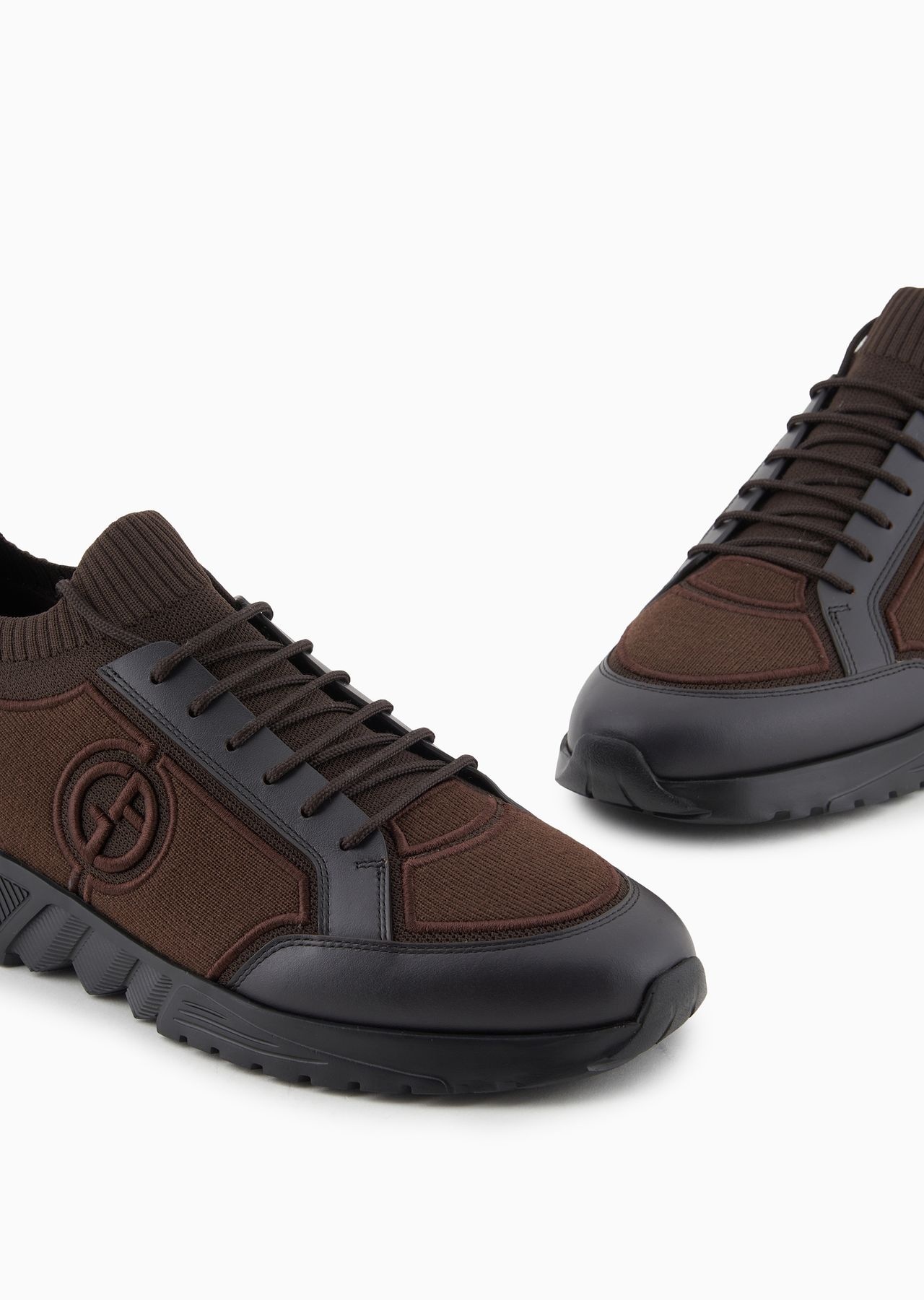Knit-and-leather sneakers - 5