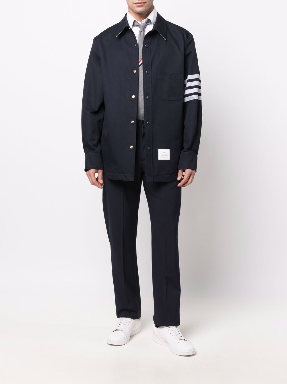 4-Bar stripe logo-patch shirt jacket - 2