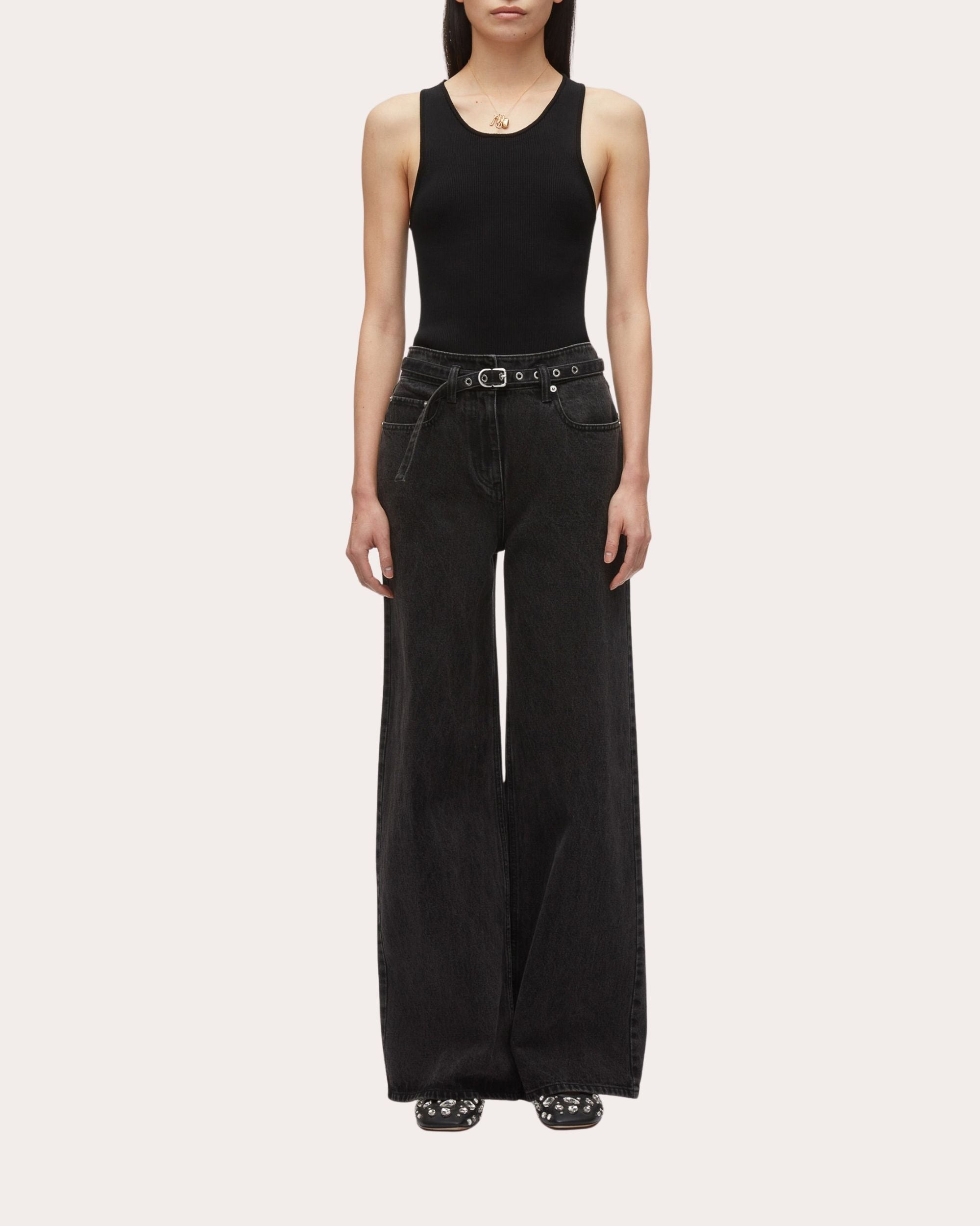 Belted Wide-Leg Jeans - 3