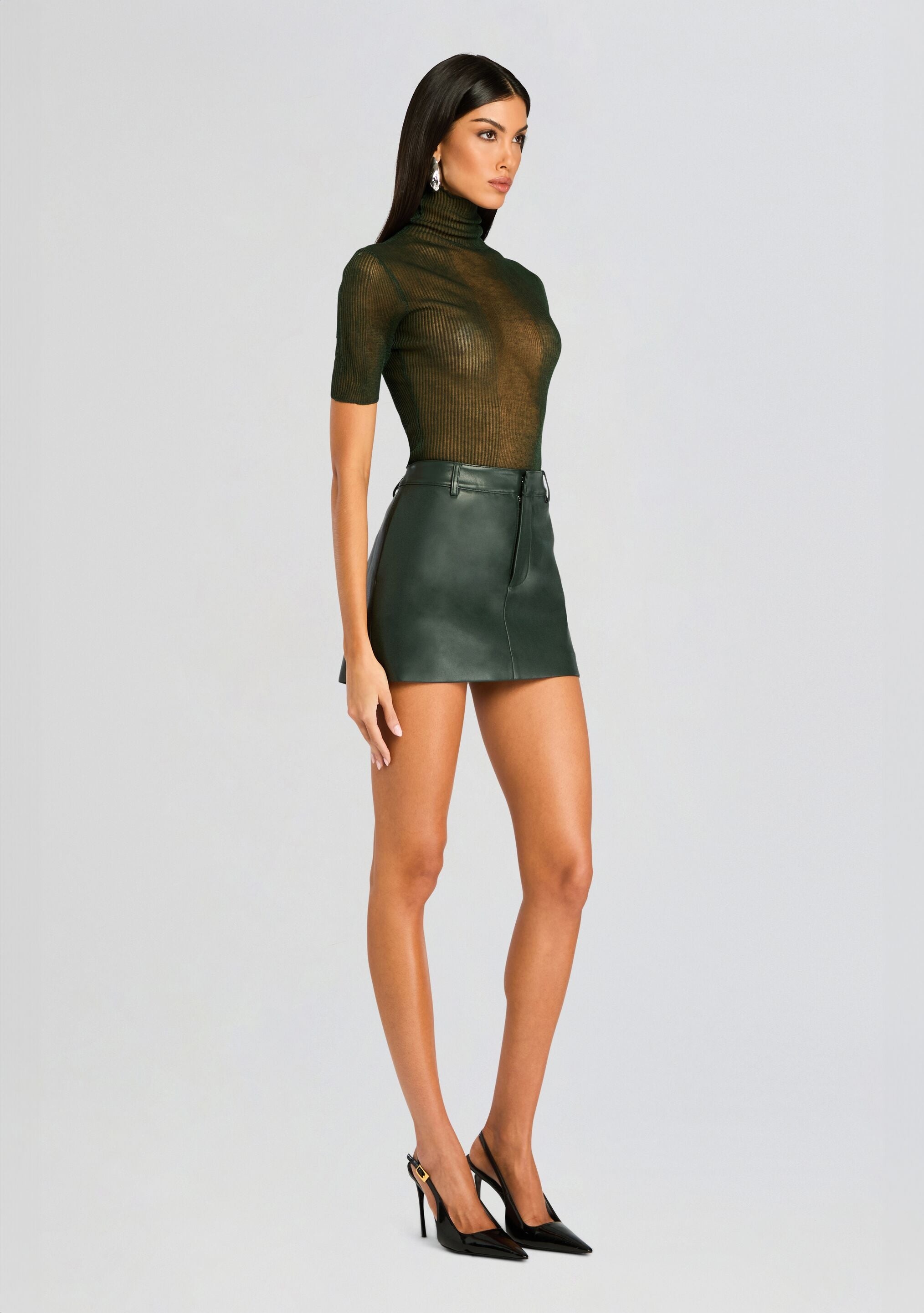 EMILIA FAUX LEATHER MINI SKIRT - 3