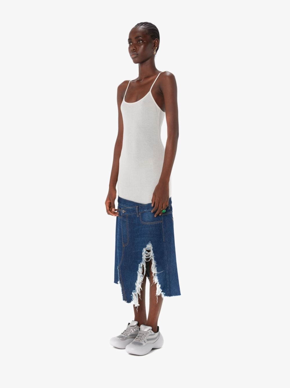 DECONSTRUCTED HYBRID DENIM LONG DRESS - 4