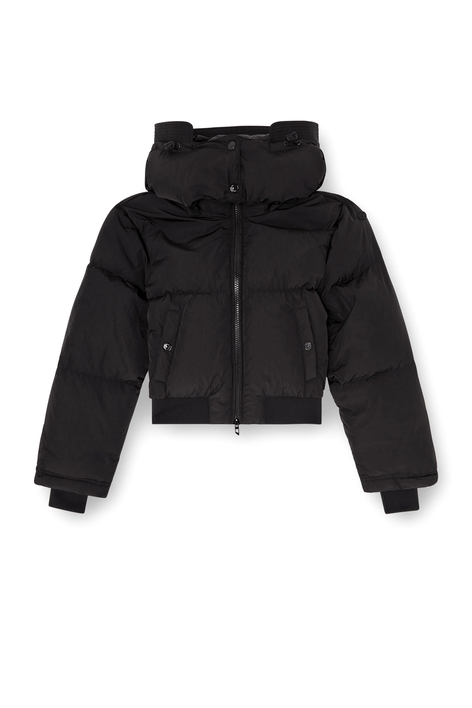 WRINKLED-NYLON DOWN PUFFER JACKET WITH DETACHABLE HOOD - 1