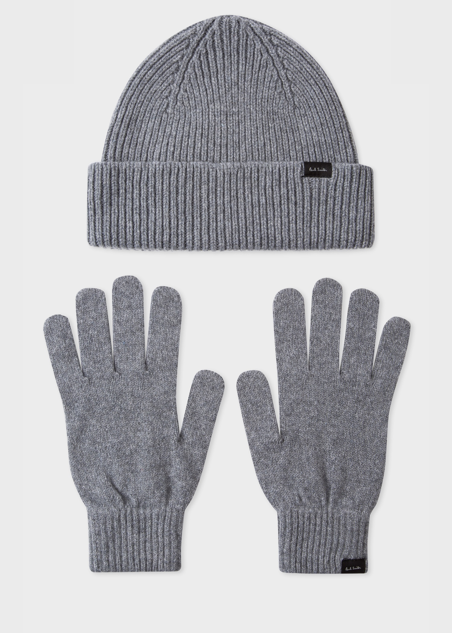 Grey Cashmere-Blend Ribbed Beanie Hat & Cashmere And Merino Wool Gloves Gift Set - 1