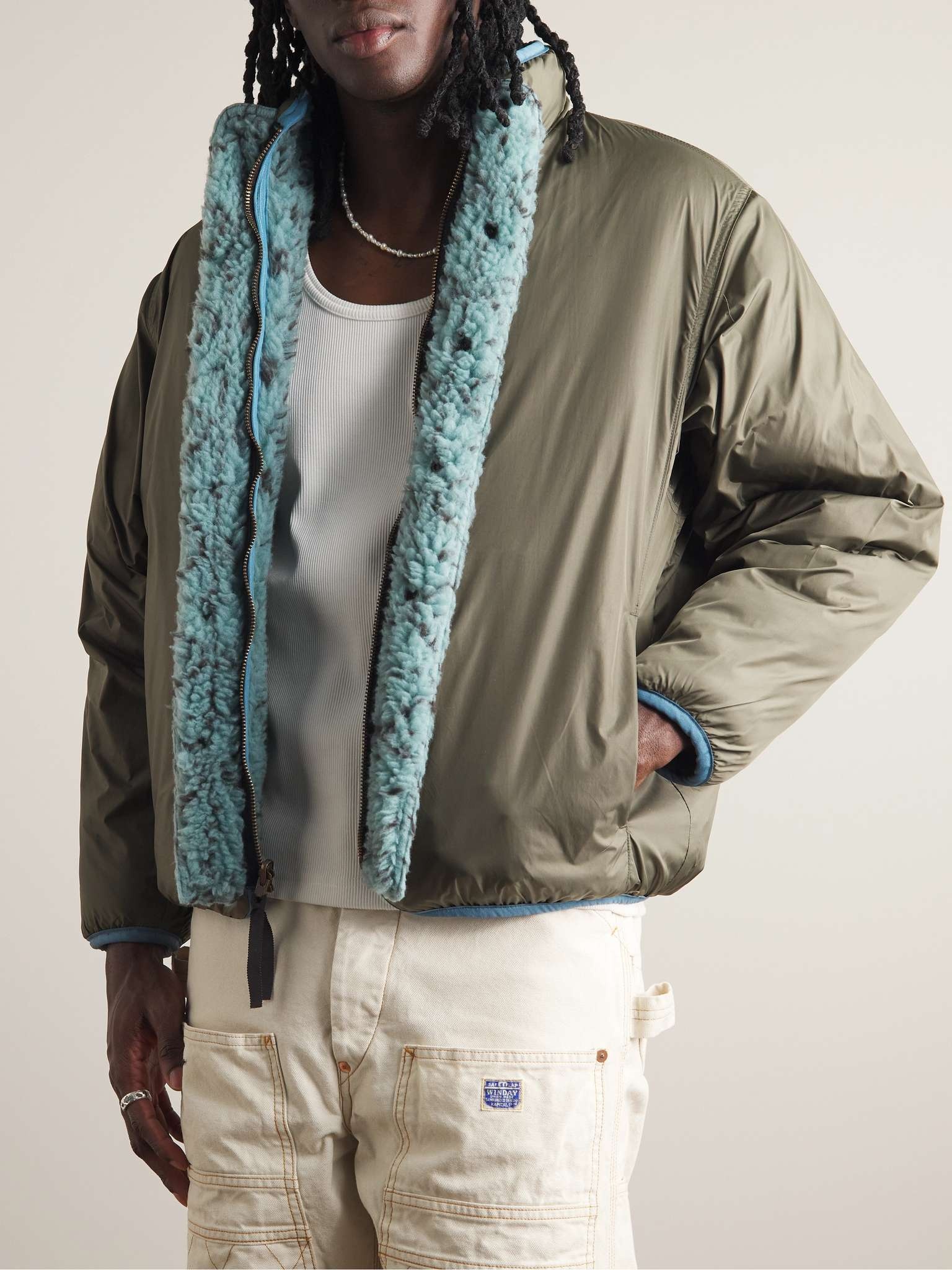 Sashiko Boa Reversible Printed Fleece and Shell Jacket - 6