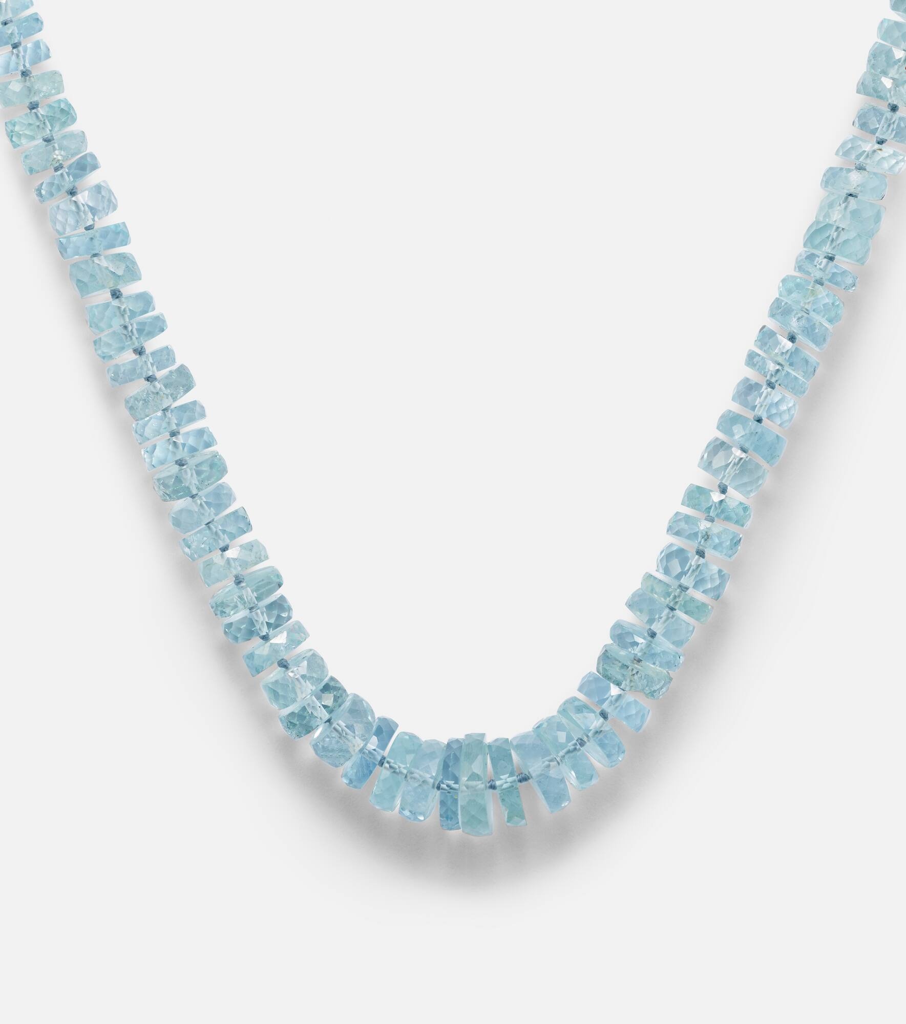 18k white gold necklace with aquamarines - 4