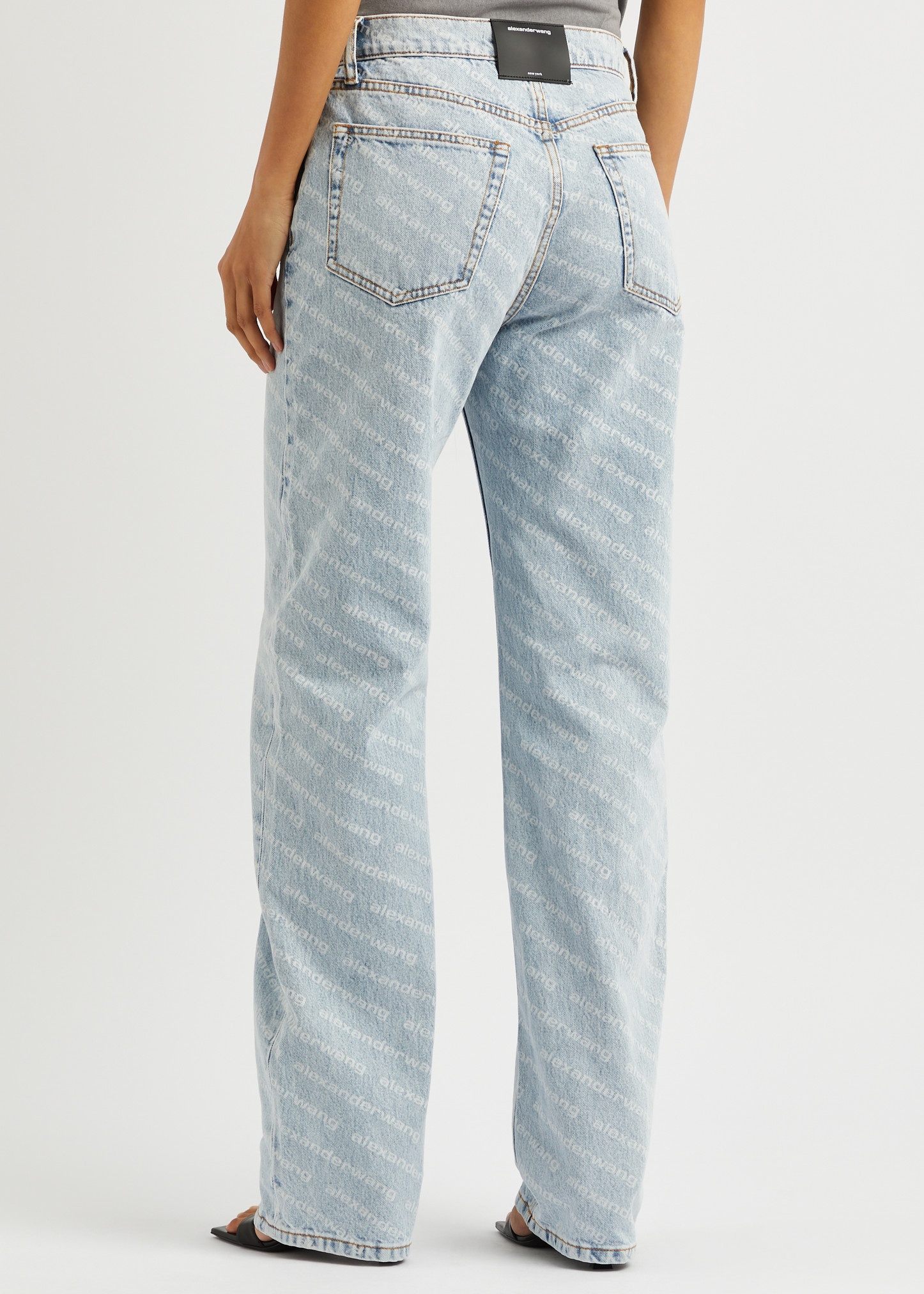 Logo-print straight-leg jeans - 3