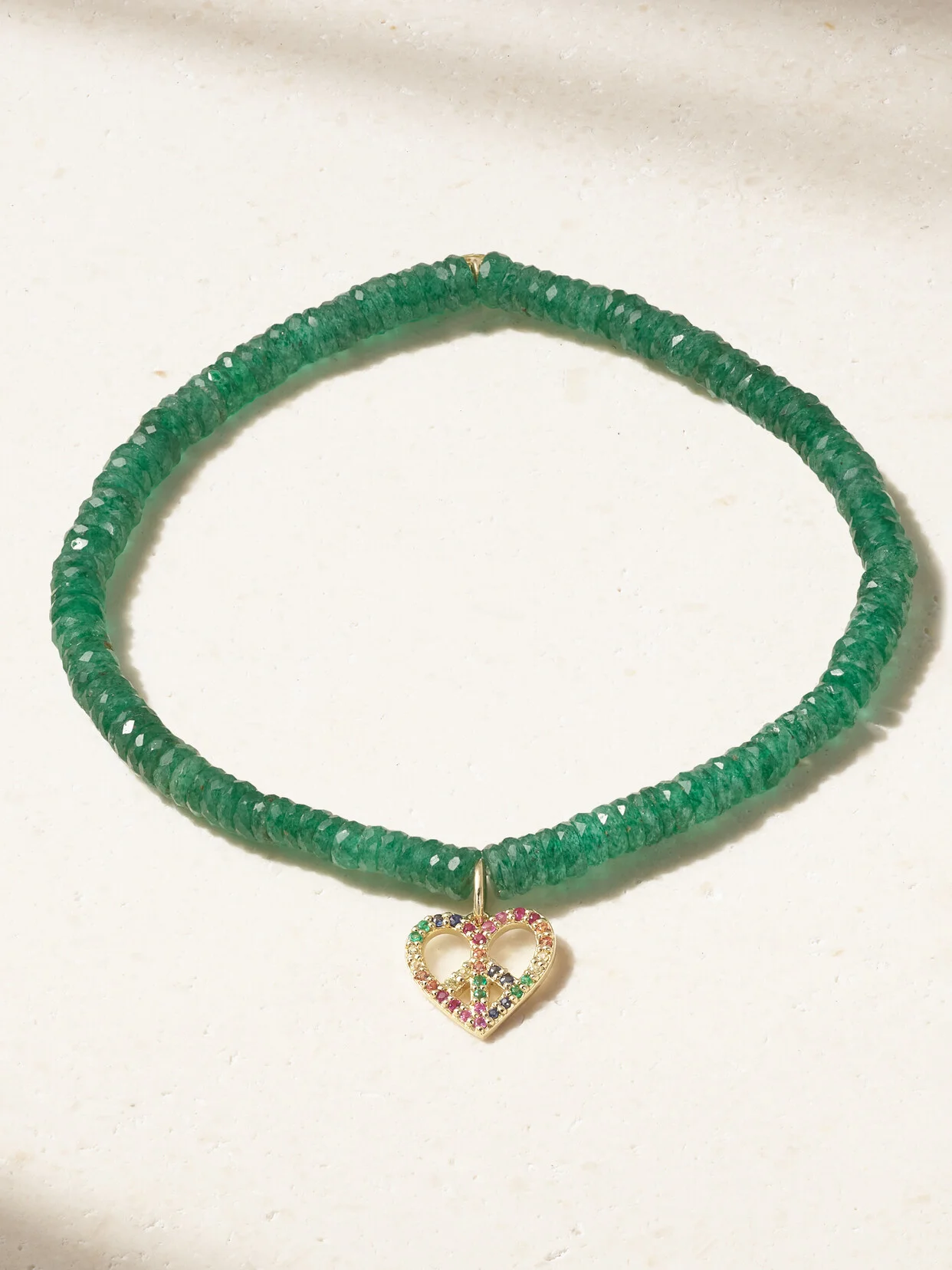 Small Peace Heart 14-karat Gold Multi-stone Bracelet - 1