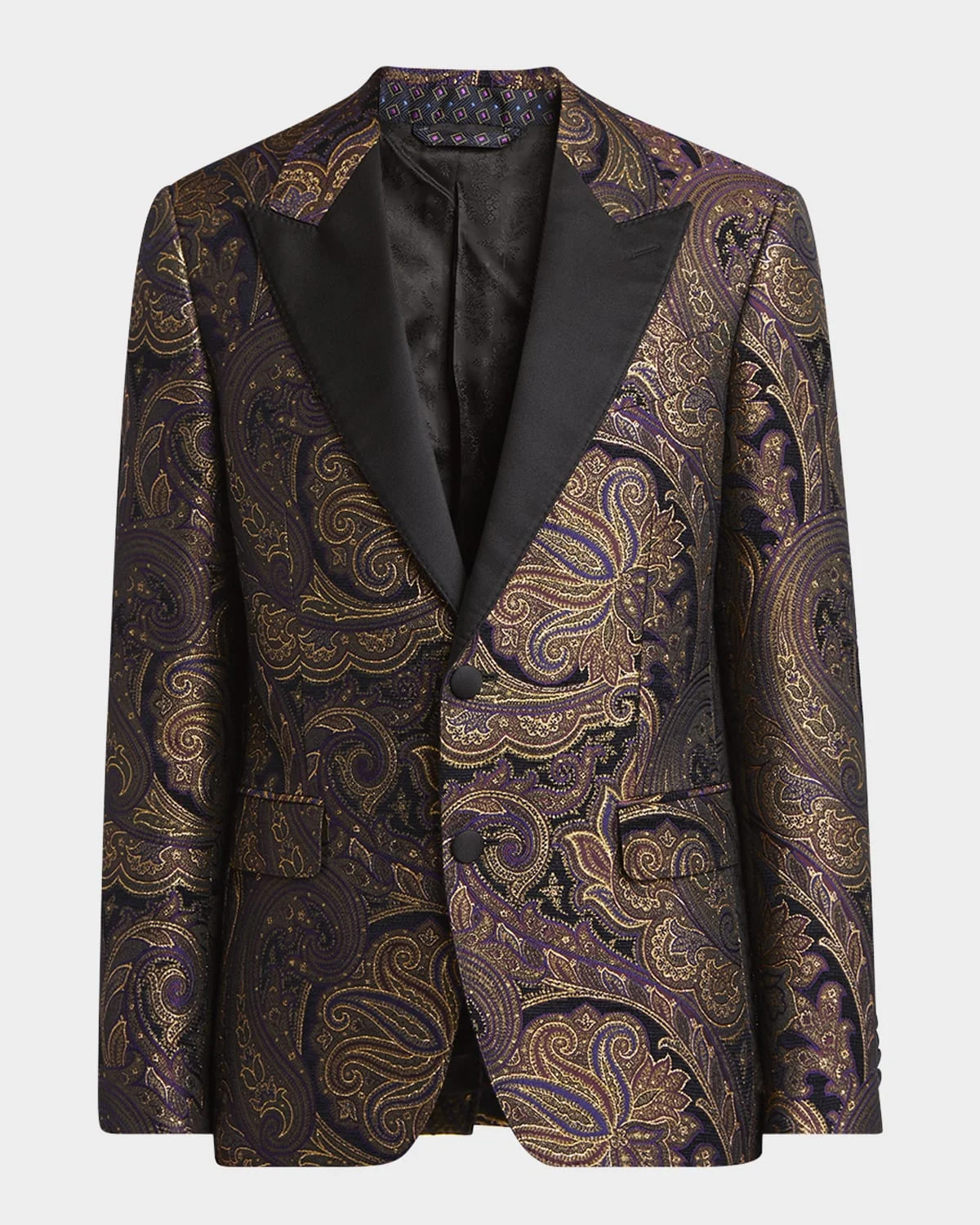 Men's Ornate Jacquard Peak-Lapel Evening Jacket - 1