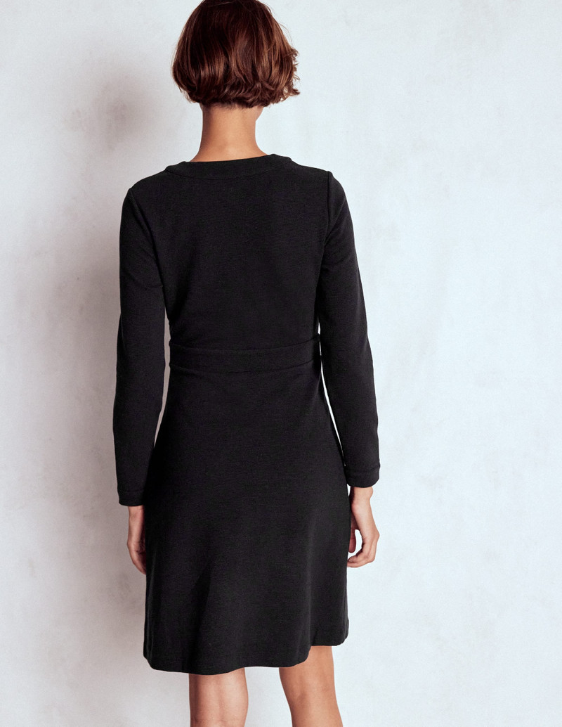 Lavinia Button Shift Dress-Black 4
