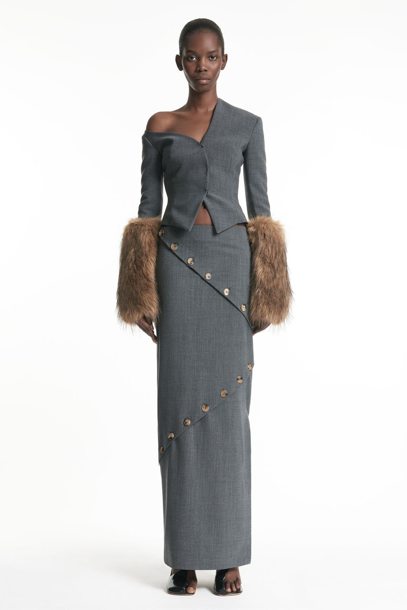 MAXI SKIRT GREY WITH BUTTONS 1