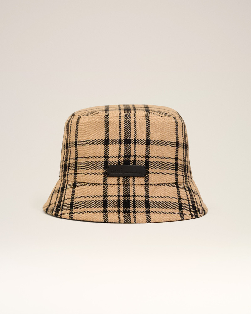 BROWN WOOL CHECKED BUCKET HAT 11