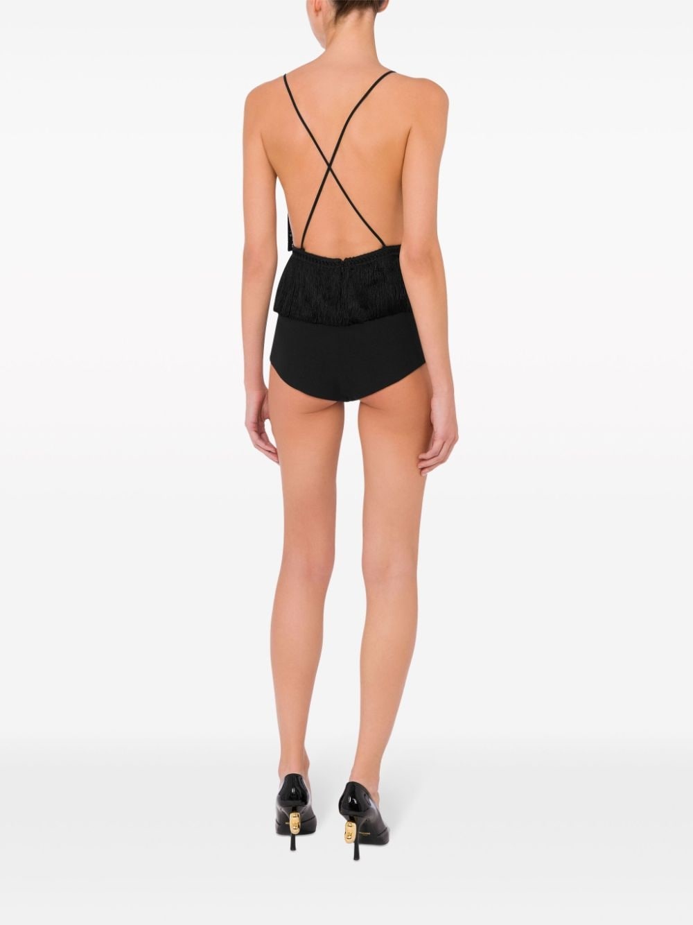 criss-cross fringed bodysuit - 3