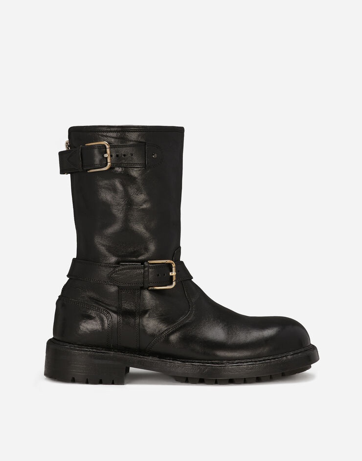 Leather biker boots