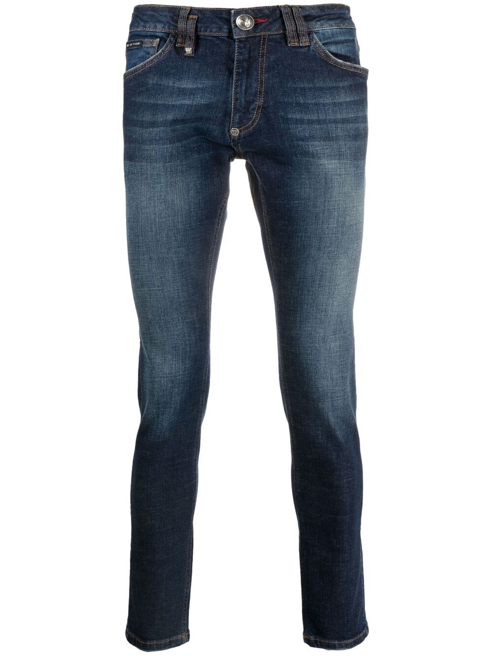 slim-cut stonewashed jeans - 1