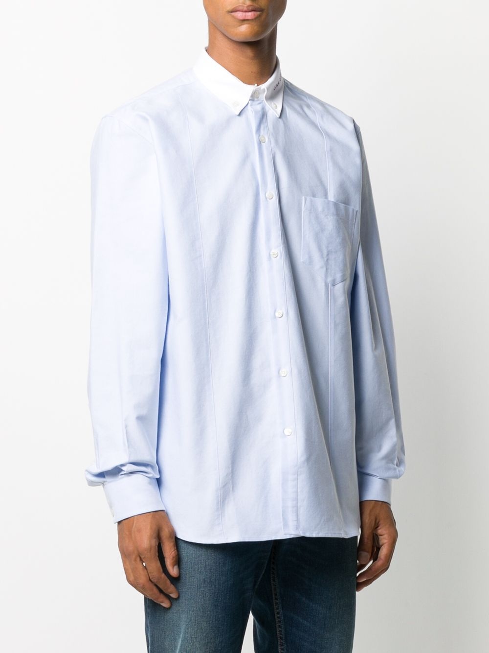 contrast collar cotton shirt - 3