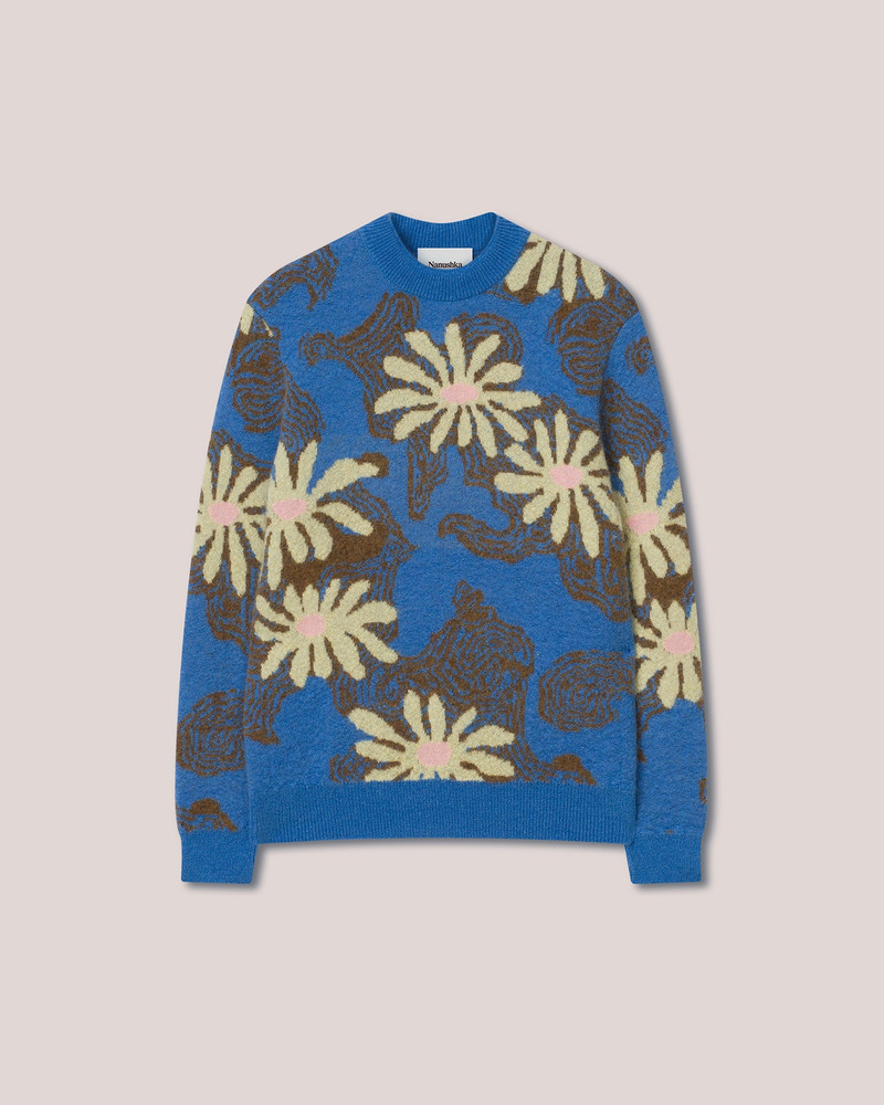 WESTYN - Brushed alpaca floral crew-neck sweater - Blue 1