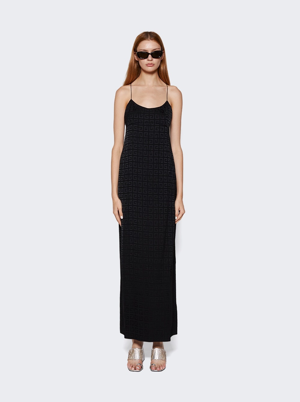 4G Jacquard Long Slip Dress Black - 3