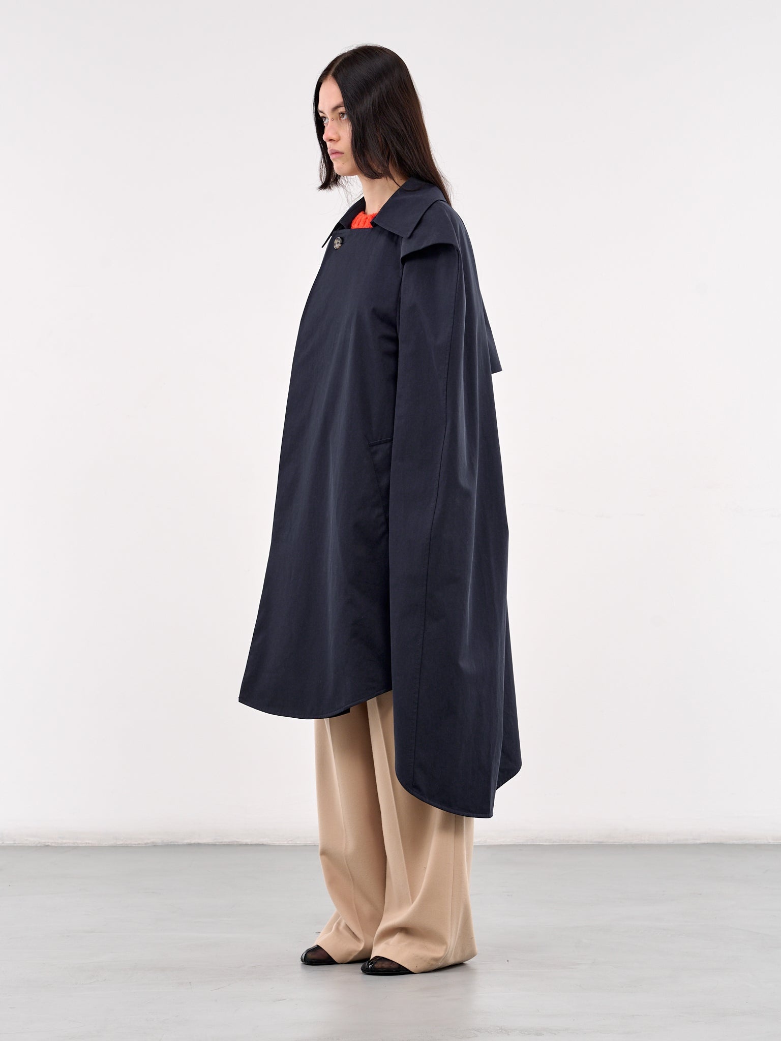 Asymmetric Cape Trench Coat - 2