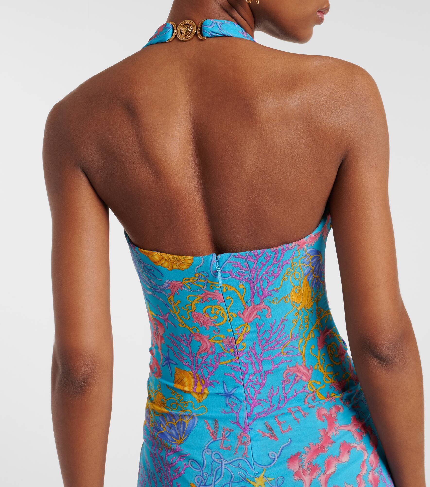 Printed halterneck gown - 6