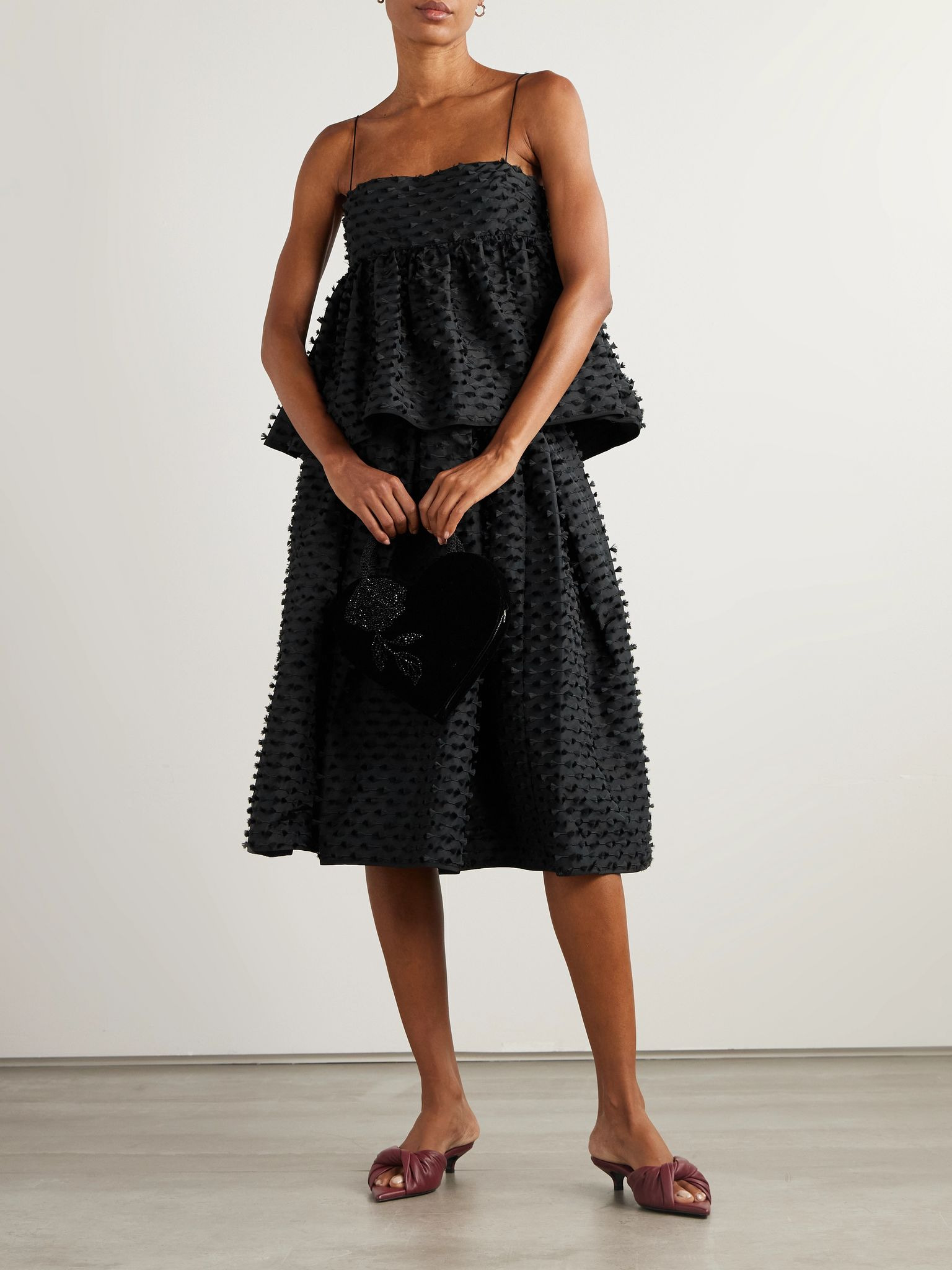 Mala pleated fil coupé shell midi skirt Black - 2