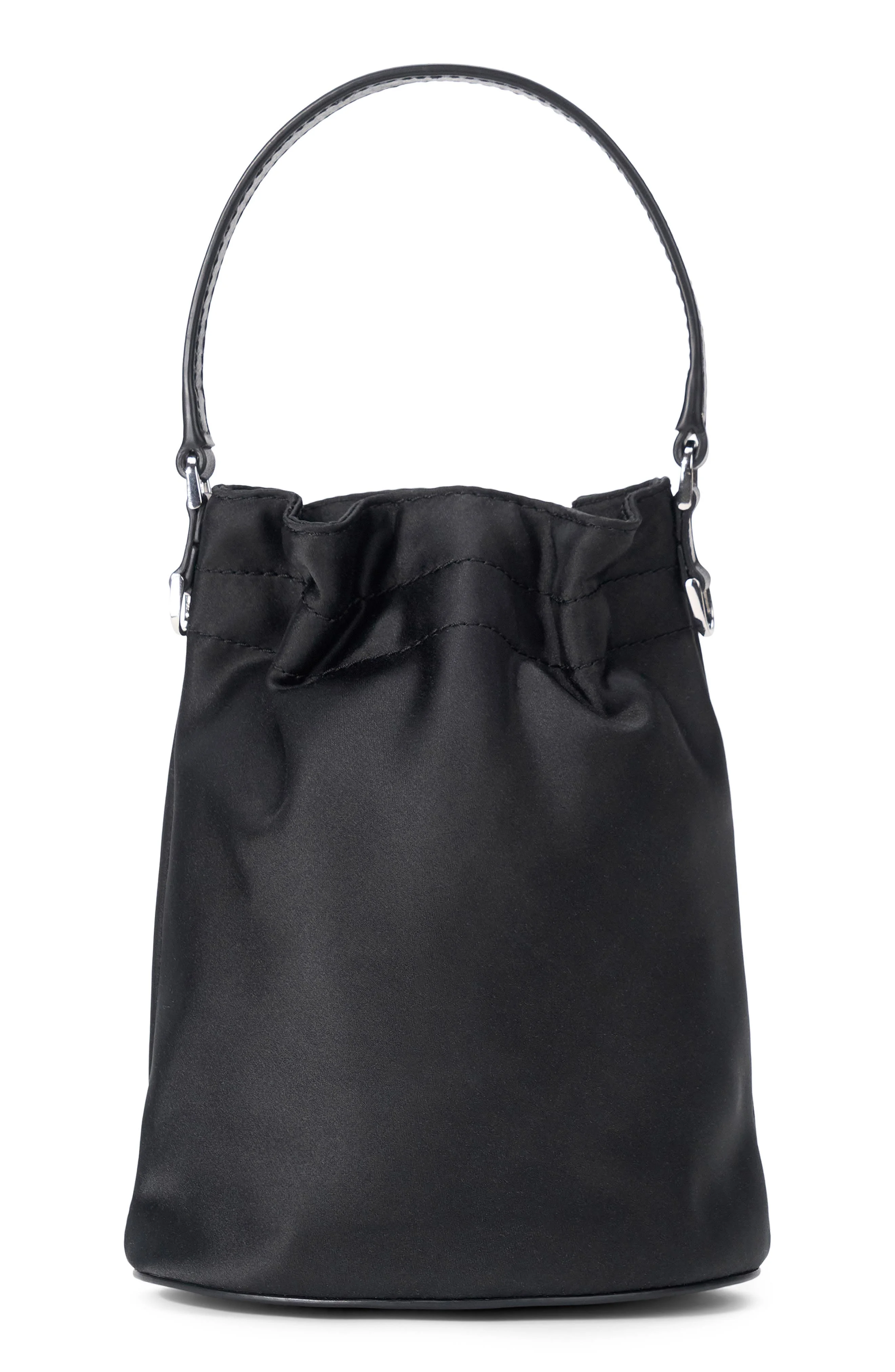 STAUD Lila Satin Mini Bucket Bag in Black at Nordstrom - 1