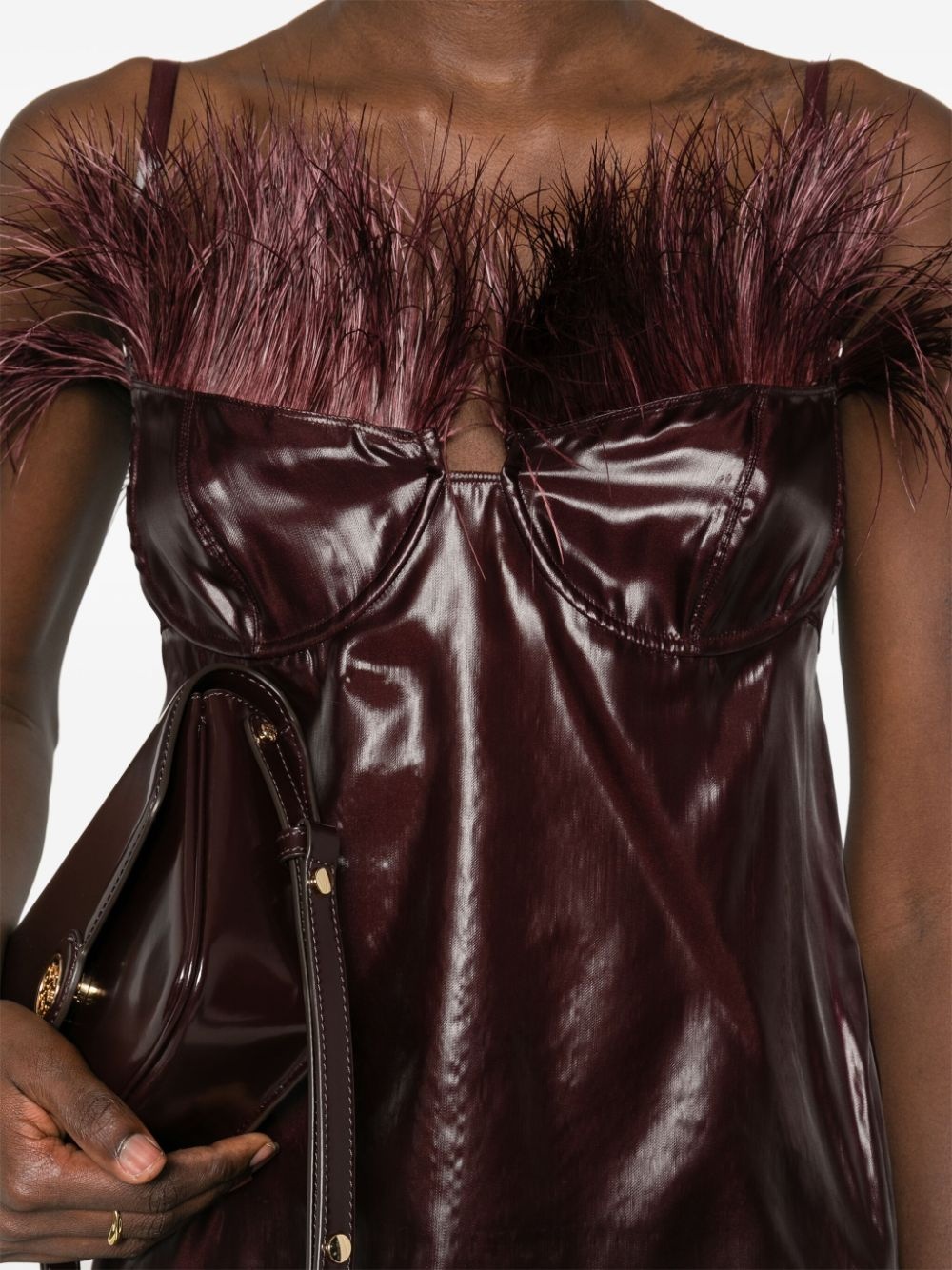 feather-embellished organza top - 5